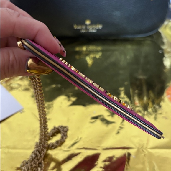 Michael Kors Fuchsia Card Holder with Gold Chain NWOT